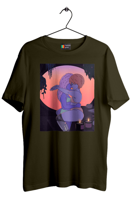 Футболка чоловіча з принтом "Фіолетові Дівчата Обіймаються". Захід, обійми. 2070702