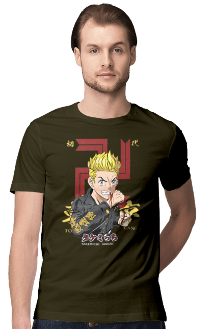 Men's t-shirt with prints Tokyo Avengers Takemichi. Action movie, anime, fantasy, game, manga, takemichi, thriller, tokyo avengers, tokyo revengers, tv series. 2070702