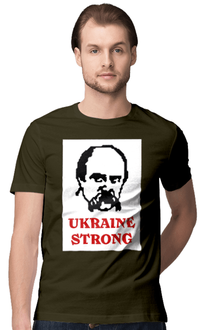 Футболка чоловіча з принтом "Тарас Шевченко". Бавовна, бавовнятко, війна, герб, доброго вечора, зсу, прапор україни, русский военный корабль, тарас шевченко, україна. 2070702