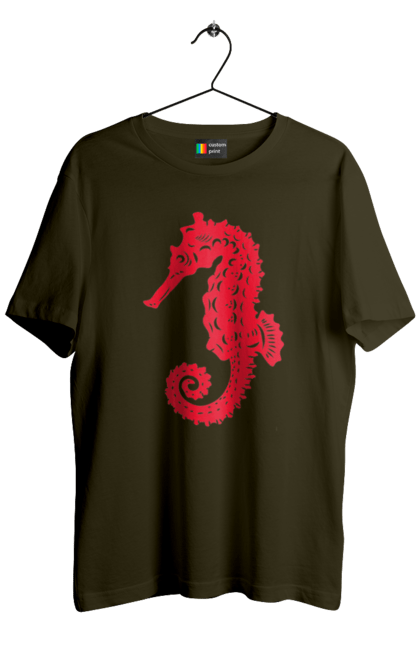 Men`s t-shirt with prints Sea Horse. Flowers, sea, sea dwellers, sea horse, summer, summer vacation, vacation. 2070702