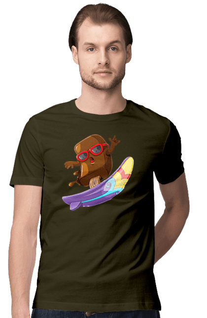 Men`s t-shirt with prints Morozhenko On The Surf. Glasses, ice cream, summer, surfing. 2070702