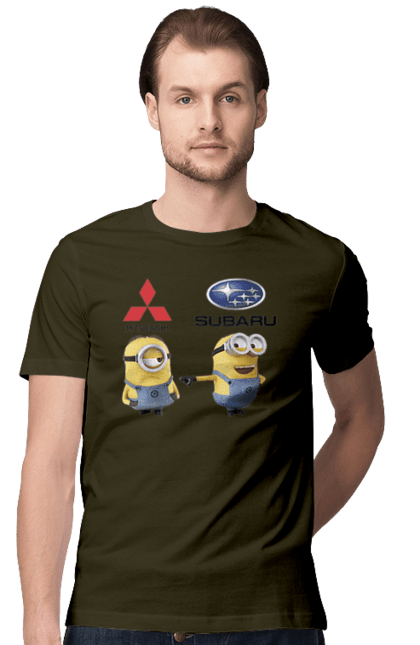 Футболка мужская с принтом Minion Субару. Авто, машины, миньоны, митсубиси, субару. 2070702