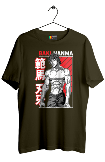 Men's t-shirt with prints Hanma Baki. Anime, baki fighter, hanma baki, manga, martial arts, tv series. 2070702