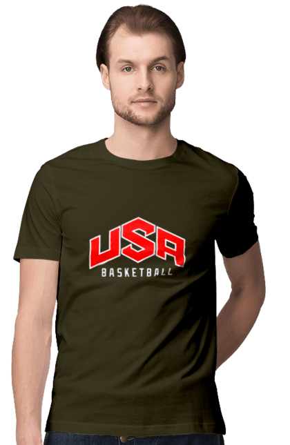 Футболка чоловіча з принтом "Баскетбол США". Basketball, usa, usa basketball, баскетбол, команда, спорт, спортивна команда, сша. 2070702