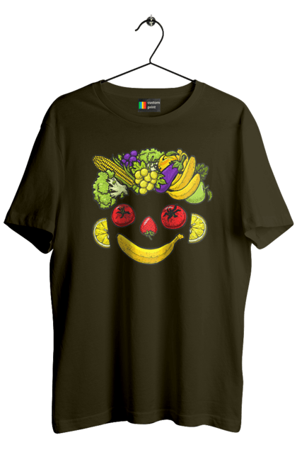 Men`s t-shirt with prints Hls Smile. Healthy, smile, vegetable. 2070702