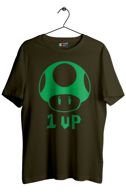 Men's t-shirt with prints 1UP Mario. Character, game, mario, mario bros, nintendo. 2070702