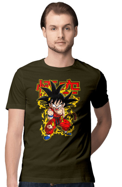 Футболка мужская с принтом Жемчуг дракона Сон Гоку. Anime, dragon ball, manga, son goku, tv series, аниме, гоку, жемчуг дракона, манга, сон гоку. 2070702