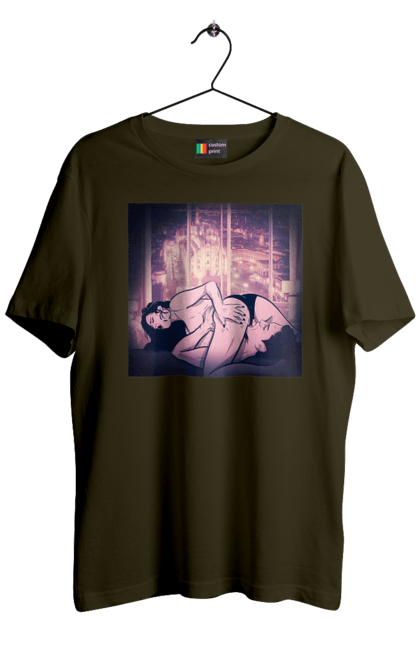 Футболка чоловіча з принтом "Дорослі Ігри На Тлі Міста". Гола, кохання, лизати, трусики. 2070702