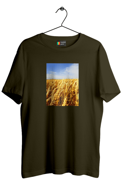 Футболка чоловіча з принтом "Україна". Голубизна, красота, небо, поле, природа, пшеница. 2070702