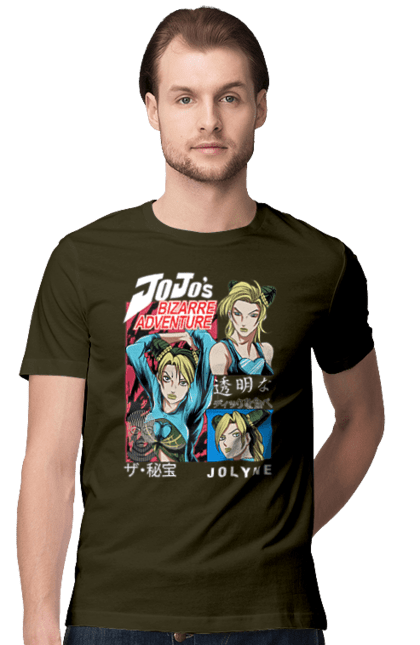 Men's t-shirt with prints JOJO Jolyne Cujoh. Anime, jojo, jojo`s bizarre adventure, jojo’s bizarre adventure, jolyne cujoh, manga. 2070702