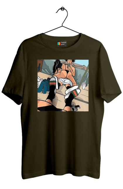 Футболка чоловіча з принтом "Голе Селфі У Дзеркалі". Жопа, зверху, селфі. 2070702