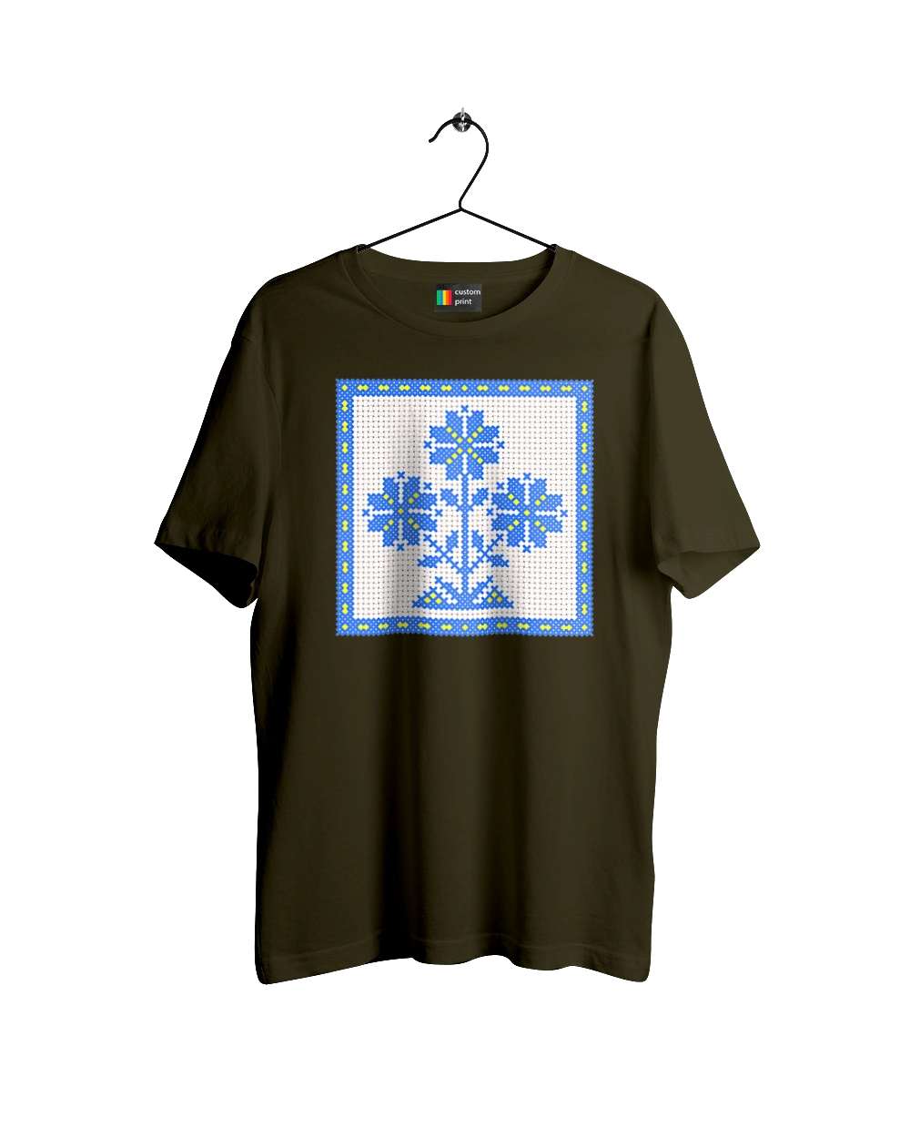 Yellow blue embroidery flowers