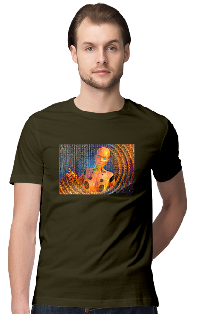 Футболка чоловіча з принтом "Штучний інтелект". Айті, айтішник, гик, жінка, знання, інженер, інтелект, кібер, кібернетика, кіборг, код, комп, комп`ютерник, кристал, машинне навчання, мікросхема, мозок, портрет, програміст, професіонал, професія, розробник, розум, хакер, чіп, штучний інтелект, штучний розум. 2070702