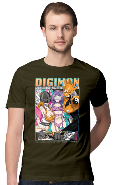 Men's t-shirt with prints Digimon. Bandai, digimon, digital monsters, media franchise, virtual pets. 2070702