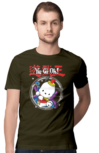 Men's t-shirt with prints Yu Gi Oh! Pochacco. Brand, character, hello kitty, pochacco, yu gi oh, yugio. 2070702