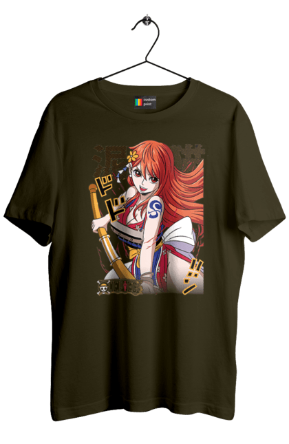 Men's t-shirt with prints One Piece Nami. Anime, cat burglar, manga, nami, one piece, straw hat pirates. 2070702