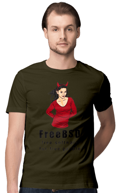 Футболка чоловіча з принтом "Freebsd Для Вільних". Bsd, freebsd, unix, адміністратор, айті, айтішник, безкоштовна, безкоштовно, бестія, вільна, демон, демонесса, доступність, незалежність, операційна система, ос, програміст, програмне забезпечення, свобода, сисадмін, система, системний адміністратор, софт, текст, червоний, чорний. 2070702