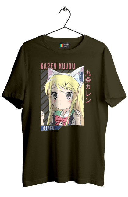 Men's t-shirt with prints Kiniro Mosaic Karen Kujo. Anime, gold mosaic, karen, karen kujo, kiniro mosaic, kinmoza, manga. 2070702