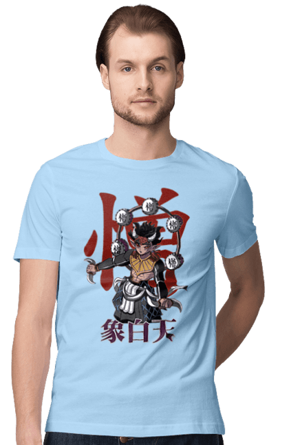 Men's t-shirt with prints Demon Slayer Zohakuten. Anime, demon slayer, eternal paradise faith, kimetsu no yaiba, manga, twelve kizuki, upper rank six, zohakuten. 2070702