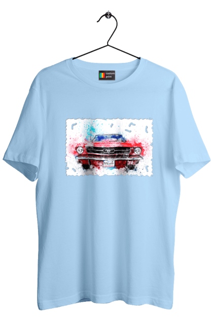 Men`s t-shirt with prints Mustang car. Car, donations, help, horse, mustang, mustang car, paypal, road, ukraine, wheel. 2070702