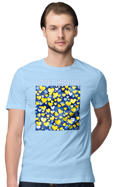 Men`s t-shirt with prints I love Ukraine. Heart, i love ukraine, love, symbols of ukraine, ukraine, ukrainian symbols. 2070702