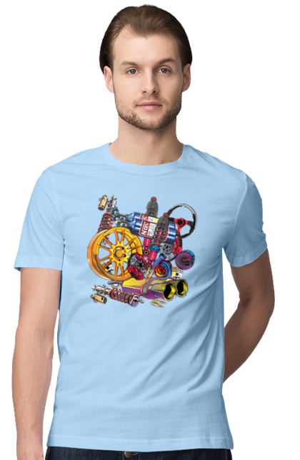 Футболка мужская с принтом Carparts. Car, carparts, drive, drug, race. 2070702