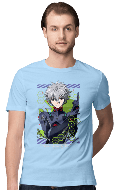 Футболка чоловіча з принтом "Євангеліон Каору". Kaworu, kaworu nagisa, neon genesis evangelion, nerv, аніме, єва, євангеліон, каору, каору наґіса, манга. 2070702