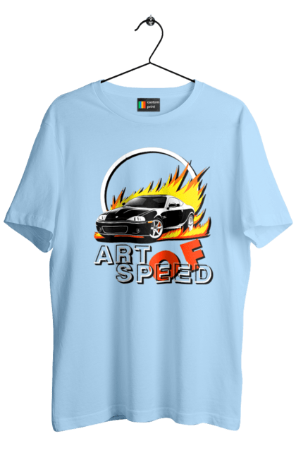 Футболка чоловіча з принтом "Автомобіль у вогні". Авто, автомобіль у вогні, гонка, дрейф, спорт, спортивна машина, швидкість. 2070702
