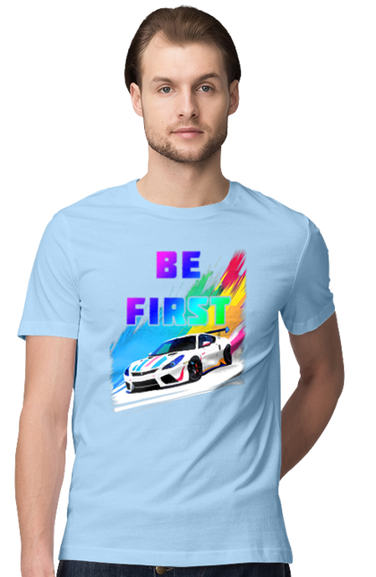 Футболка чоловіча з принтом "Гонка". Автомобільний, гонка, спортивна машина, спортивний автомобіль. 2070702