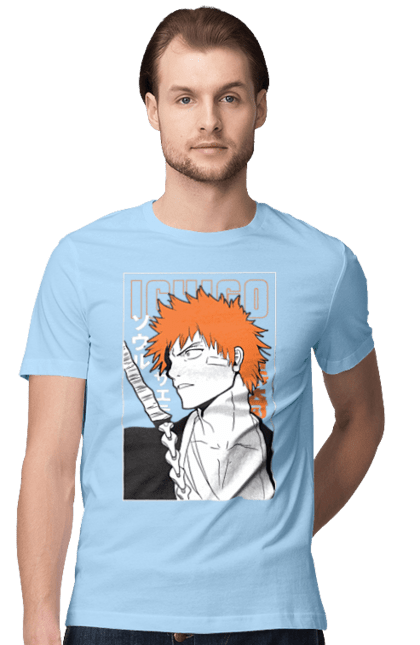 Футболка мужская с принтом Блич Ичиго Куросаки. Anime, bleach, ichigo kurosaki, manga, аниме, блич, ичиго, ичиго куросаки, манга. 2070702