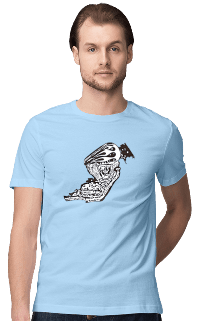 Футболка чоловіча з принтом "Двигун мотоцикла". Байк, бензобак, двигун мотоцикла, харлей девідсон, циліндри, чопер. 2070702