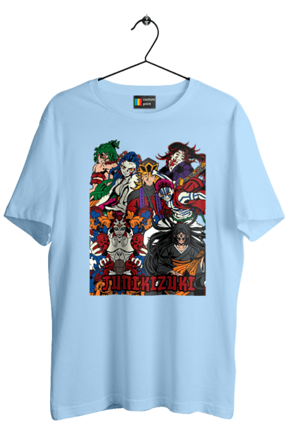 Men's t-shirt with prints Demon Slayer. Anime, demon slayer, eternal paradise faith, kimetsu no yaiba, kokushibo, manga, twelve kizuki, upper rank six. 2070702