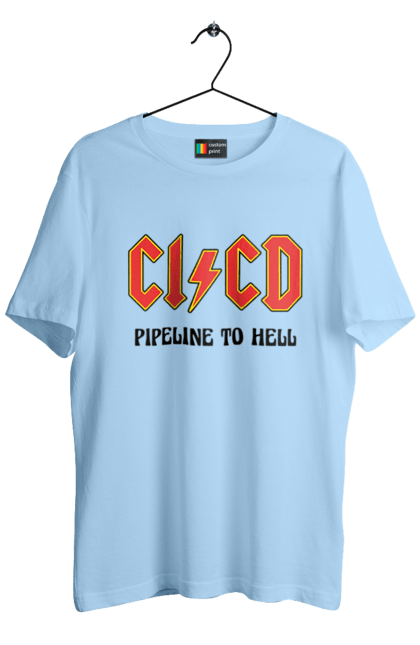 Футболка мужская с принтом CI/CD pipeline to hell. Cicd, cicd pipeline, devops, pipeline, инженер, программирование, программное обеспечение, разработка, разработка по. 2070702