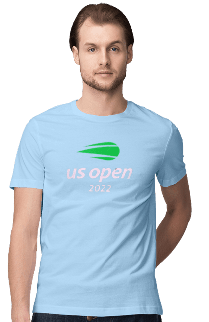 Футболка чоловіча з принтом "Тенісний турнір US Open 2022". Великий теніс, відкритий чемпіонат, гравці, м`яч, нью йорк, призовий фонд, ракетка, турнірна сітка, хард, чемпіонат америки. 2070702