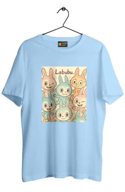 Футболка чоловіча з принтом "Лабубу". Безтурботно, грайливо, дизайнперсонажу, каваї, лабубу, милі мистецтво, ніжні відтінки, пастельніквіти, стиль мультфільму, чарівно. 2070702