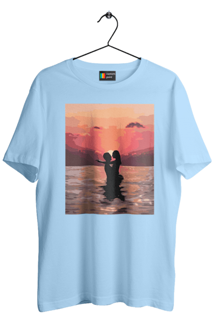 Футболка чоловіча з принтом "Секс у заході сонця". Захід сонця, природа та любов, секс на морі, секс та природа. 2070702
