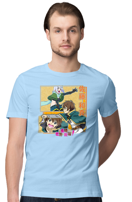 Men's t-shirt with prints KonoSuba. Anime, kazuma satou, konosuba, manga, novel, сато казума. 2070702