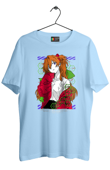 Men's t-shirt with prints Evangelion Asuka. Anime, asuka, asuka langley sorry, eva 02, evangelion, eve, kaoru, manga, ray, shinji. 2070702