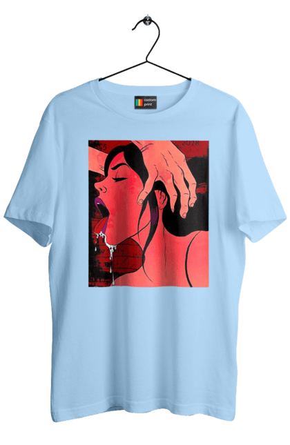 Футболка чоловіча з принтом "Дівчина Смокче Зі Слиною". Секс, смоктати. 2070702