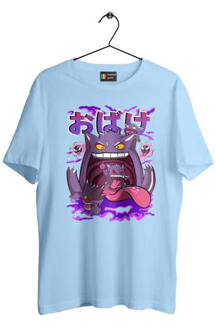 Men`s t-shirt with prints Pokemon Gengar. Anime, fushigibana, games, gengar, nintendo, pokemon, pokemon go. 2070702