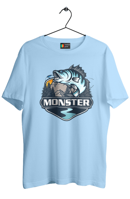 Футболка чоловіча з принтом "Рибалка". Монстер, рибак, рибалка, хоббі. 2070702