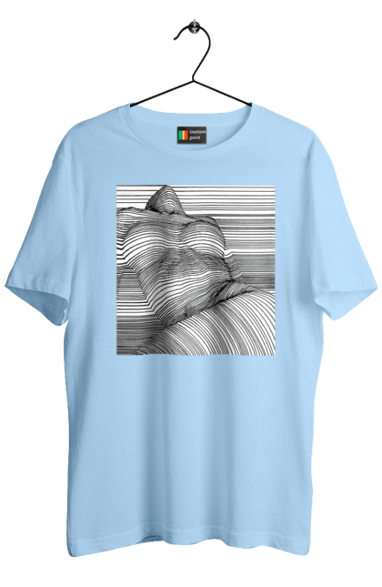 Футболка чоловіча з принтом "Дівчина В Смужку". Гола, сиськи. 2070702