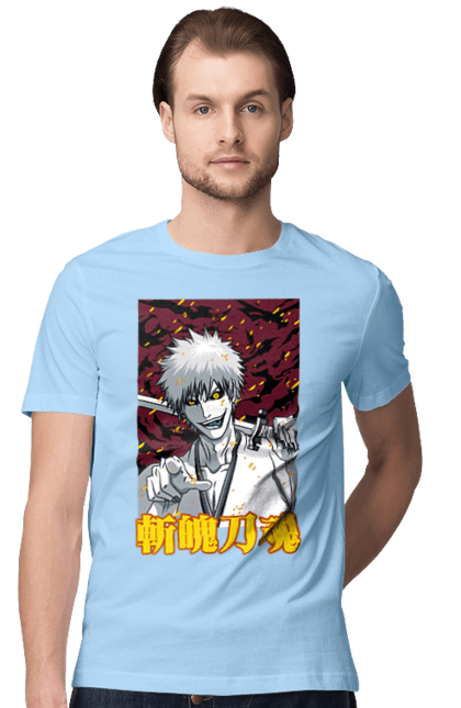 Футболка чоловіча з принтом "Бліч Куросакі Ічіґо". Anime, bleach, ichigo kurosaki, manga, аніме, бліч, ічіго, куросакі ічіґо, манга. 2070702