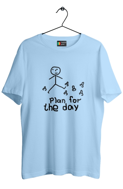 Футболка чоловіча з принтом "План на день". Гумор, жарти, меми, приколи, смішні. 2070702