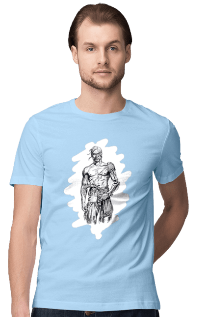 Men`s t-shirt with prints Cyborgs of ukraine. Cossack, cyborg, forelock, patriot, pistol, ukrainian, vusa, zbroya. 2070702