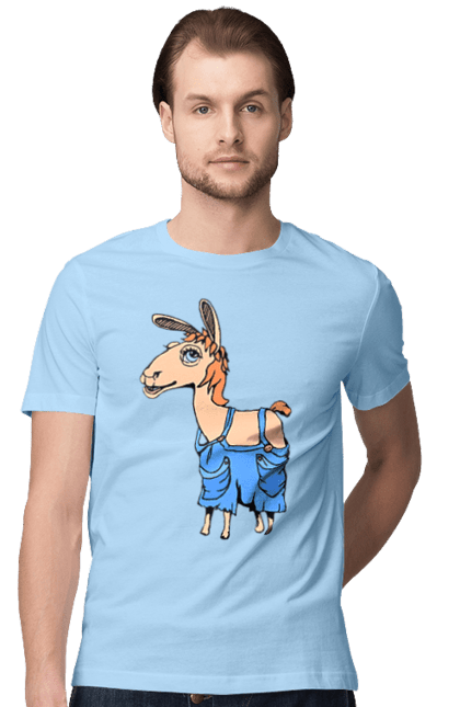 Men`s t-shirt with prints Llama Jumpsuit. Lama, overalls. 2070702