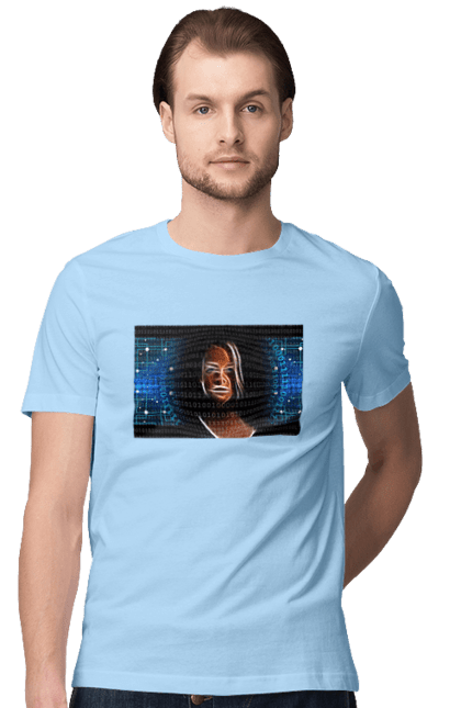 Футболка чоловіча з принтом "Штучний Розум". Айті, айтішник, гик, жінка, знання, інженер, інтелект, кібер, кібернетика, кіборг, код, комп, комп`ютерник, кристал, машинне навчання, мікросхема, мозок, портрет, програміст, професіонал, професія, розробник, розум, світиться, світло, хакер, чіп, штучний інтелект, штучний розум. 2070702