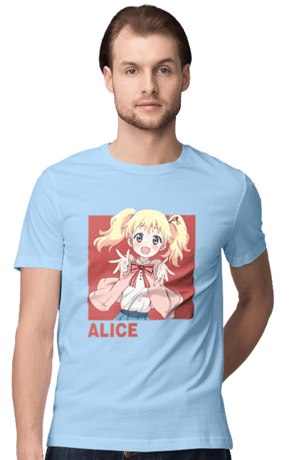 Футболка чоловіча з принтом "Золота мозаїка Аліса Картелет". Alice cartelet, anime, kiniro mosaic, kinmoza, manga, аліса, аліса картелет, аніме, золота мозаїка, манга. 2070702