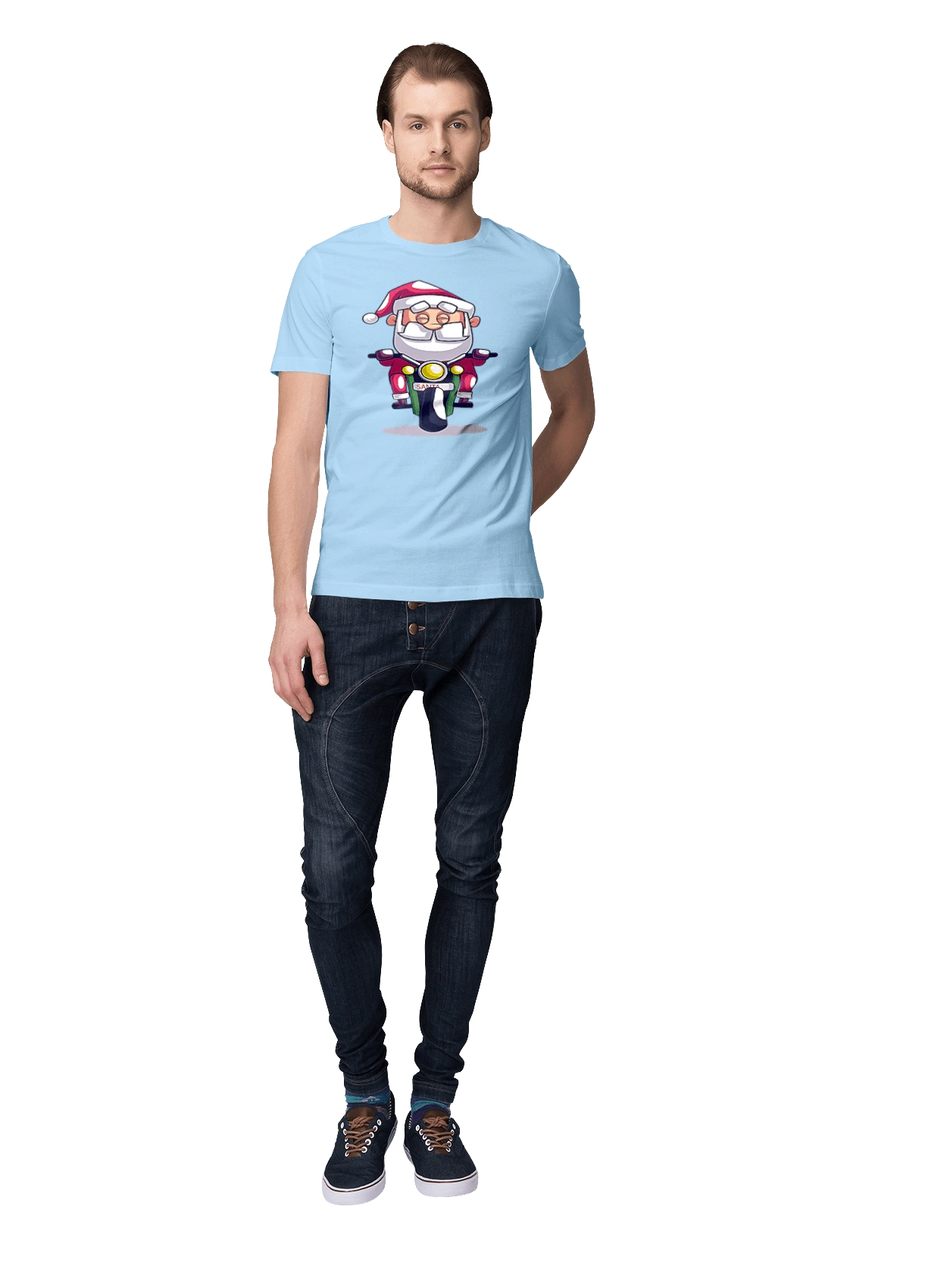 Щасливий Санта на мотоциклі