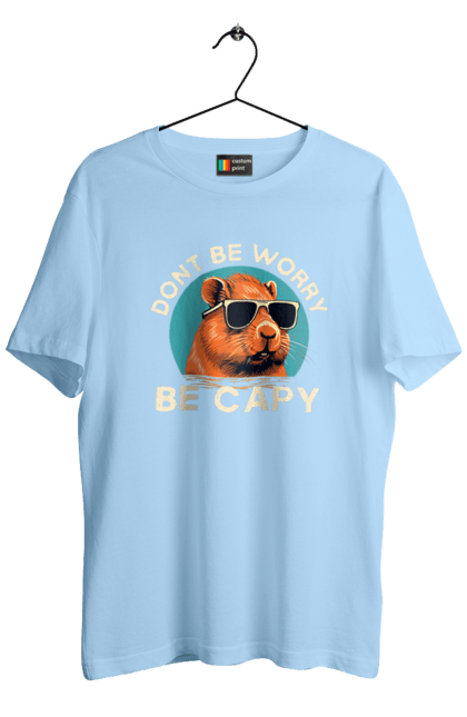 Men's t-shirt with prints Capybara. Animal, capybara, glasses, rodent. 2070702